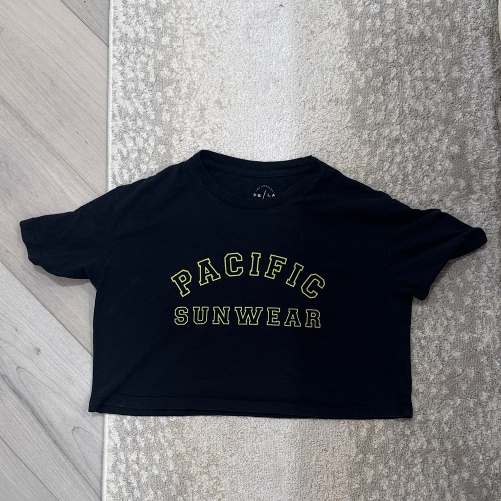 Pacific Sunwear Black Tee with Yellow Text